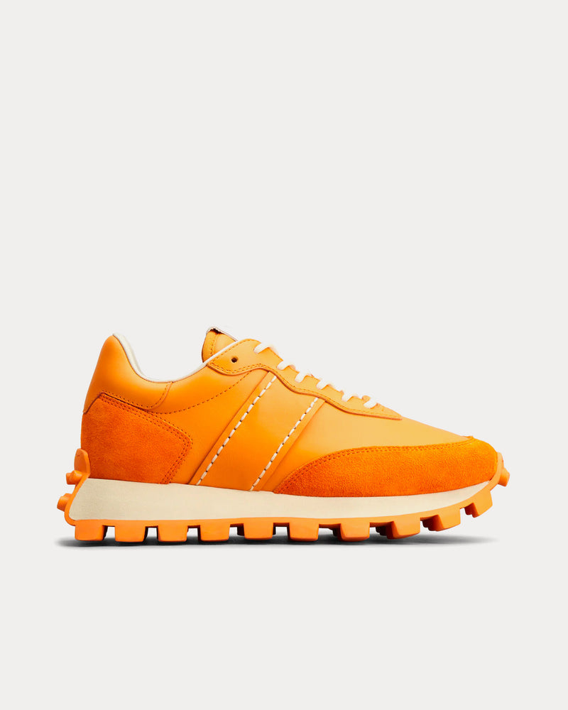 Tod's 1T Smooth Leather & Suede Orange Low Top Sneakers - 1