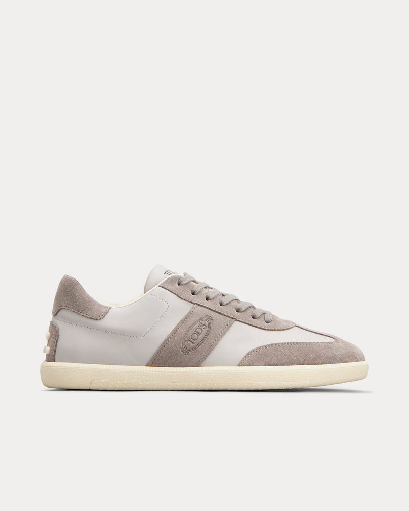 Tod's Rubber-Trimmed Leather & Suede Grey Low Top Sneakers - 1