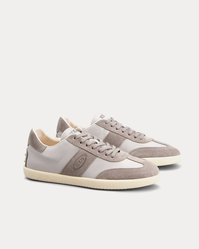 Tod's Rubber-Trimmed Leather & Suede Grey Low Top Sneakers - 2