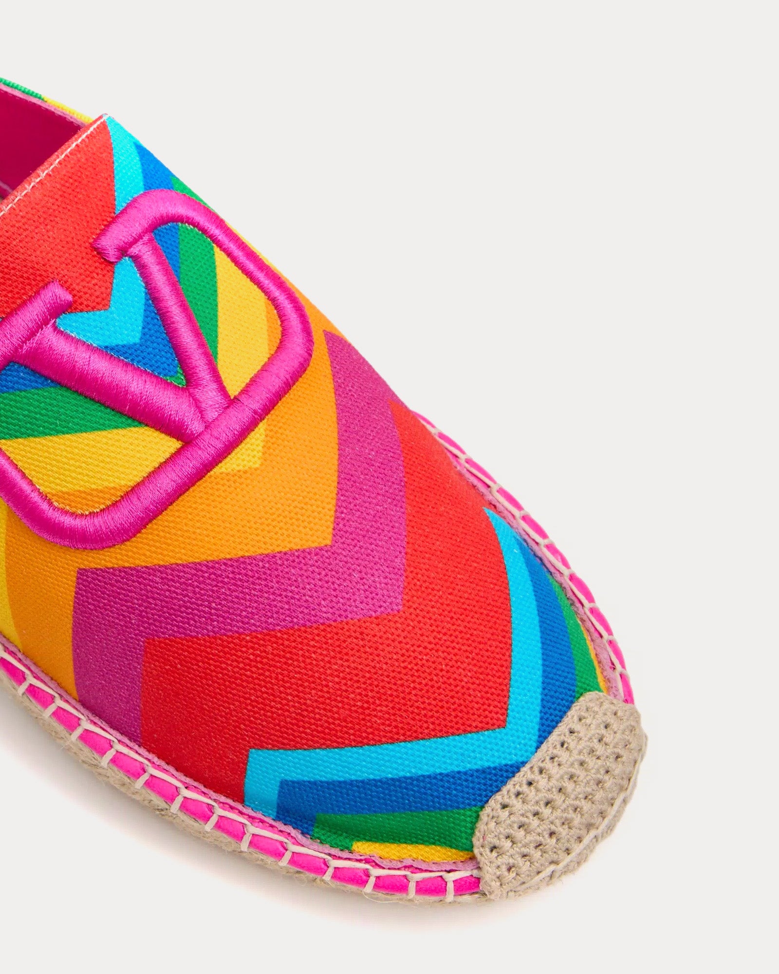 Valentino Escape in Canvas with Chevron24 Print Multi / Pink PP Mules - 3