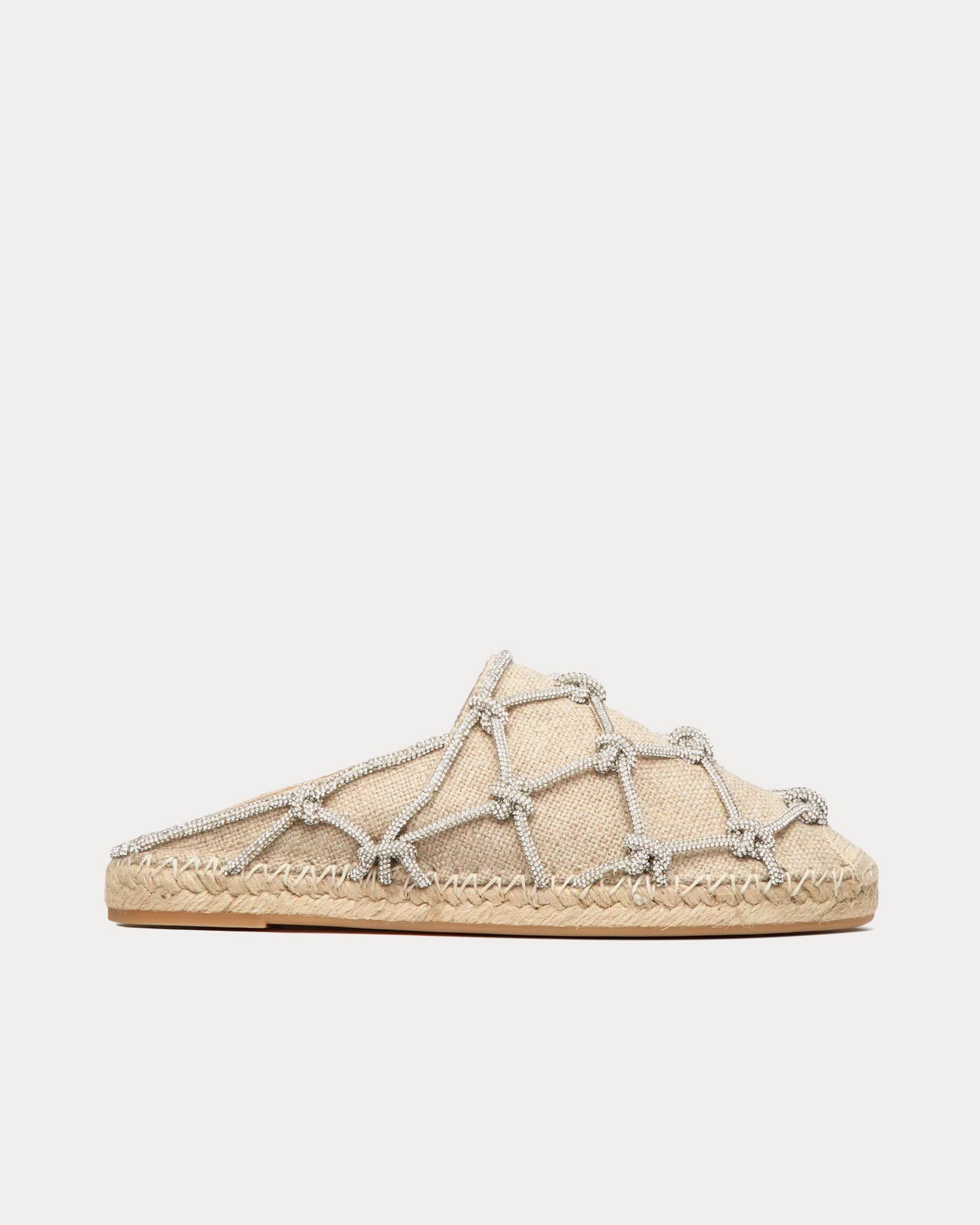 Valentino Resort Linen with Crystal Mesh Natural / Crystal Mules - 1