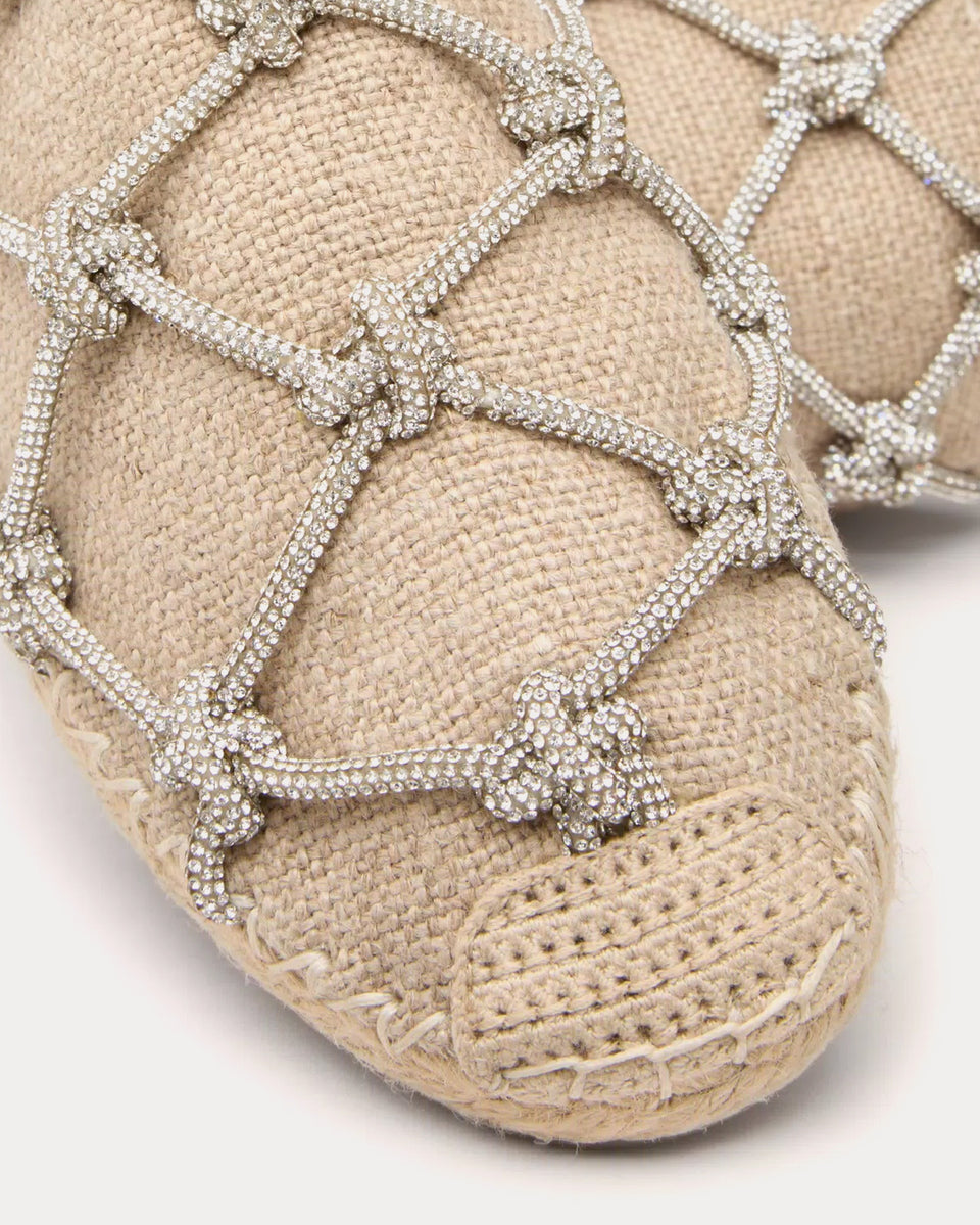 Valentino Resort Linen with Crystal Mesh Natural / Crystal Mules