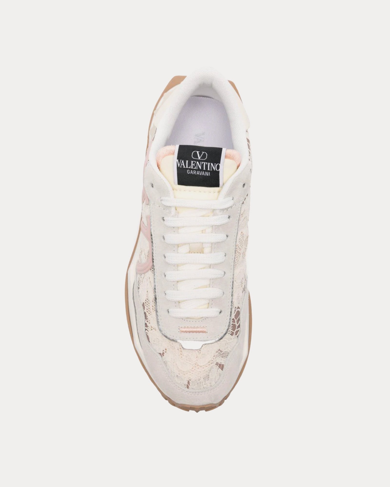 Valentino Lacerunner Lace & Mesh Ivory White / Light Grey / Light Pink Low Top Sneakers - 2