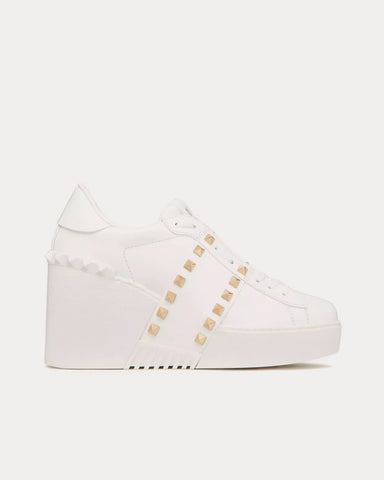 Valentino Open Disco Wedge Calfskin White Low Top Sneakers