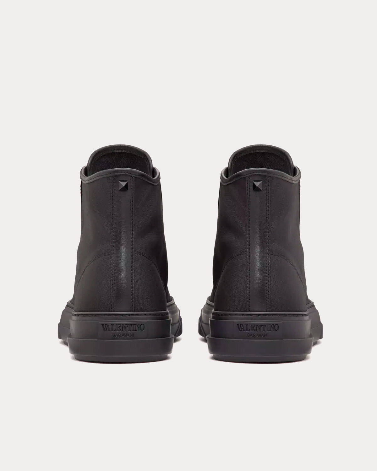 Valentino Totaloop Nylon / Leather Black High Top Sneakers - 3