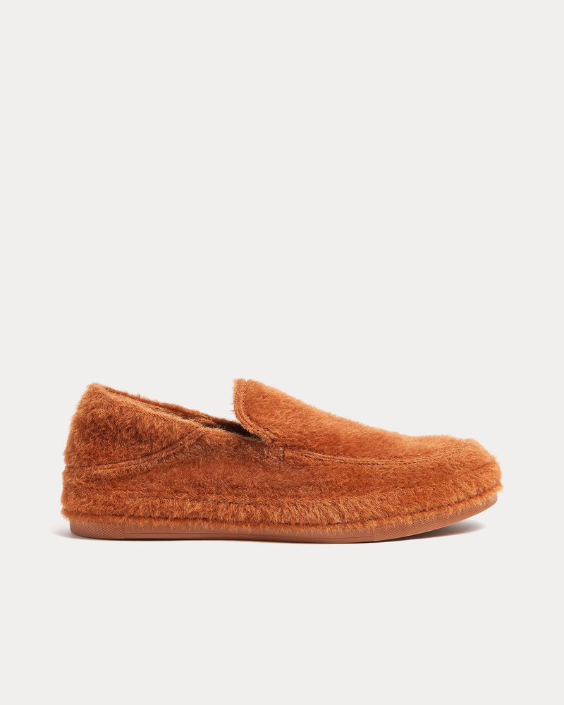 Zegna x The Elder Statesman Alpaca & Wool Dark Brown Slippers - 1