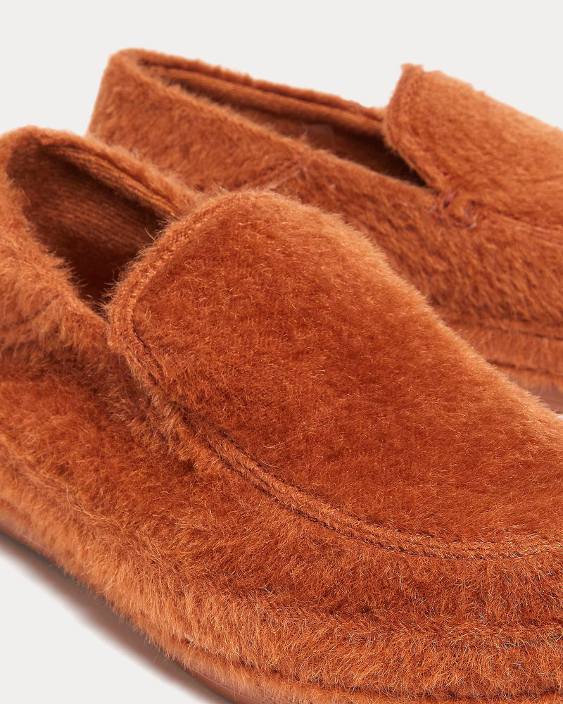 Zegna x The Elder Statesman Alpaca & Wool Dark Brown Slippers - 4