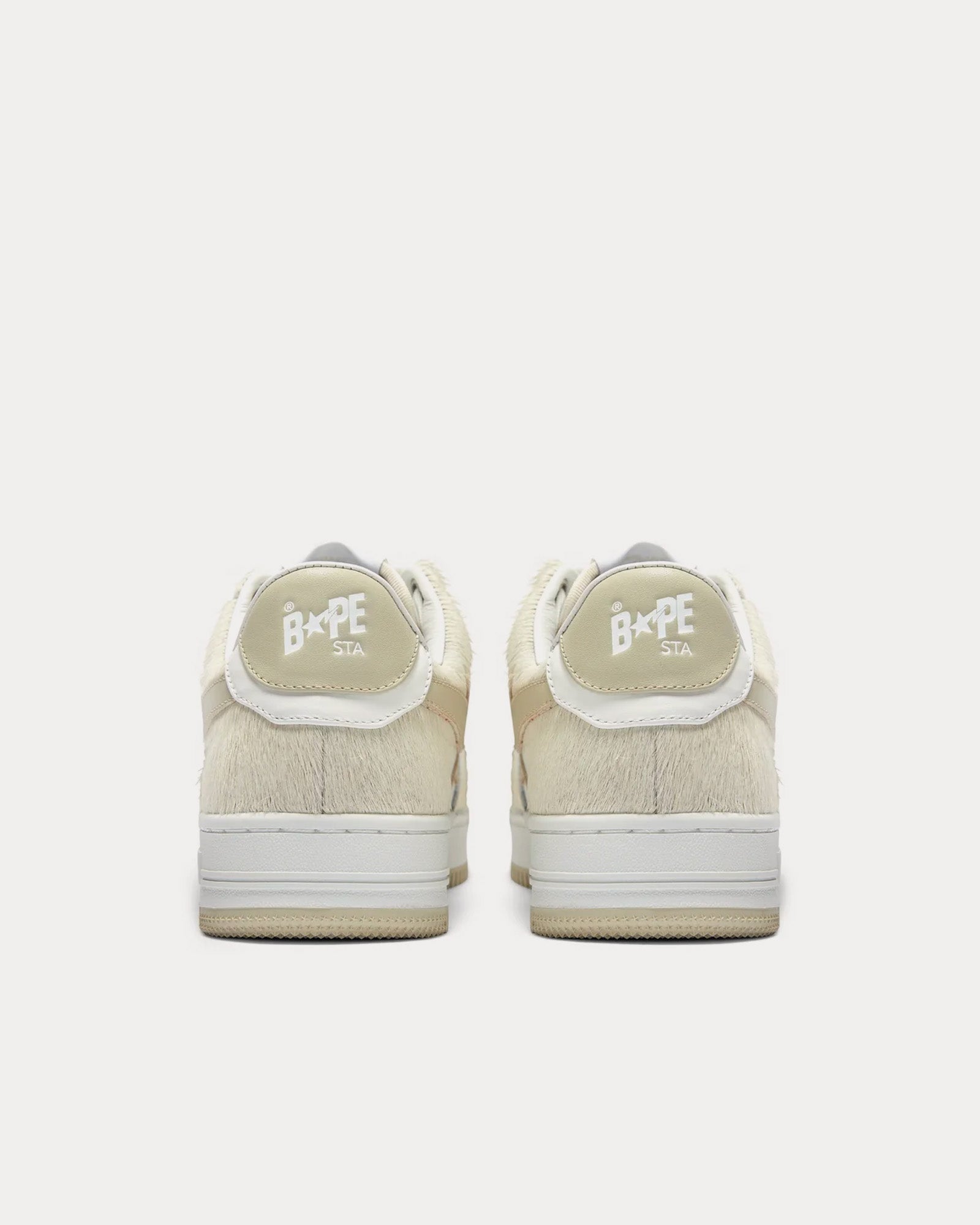 A Bathing APE Bape Sta #1 Ponyhair Beige / White Low Top Sneakers - 4