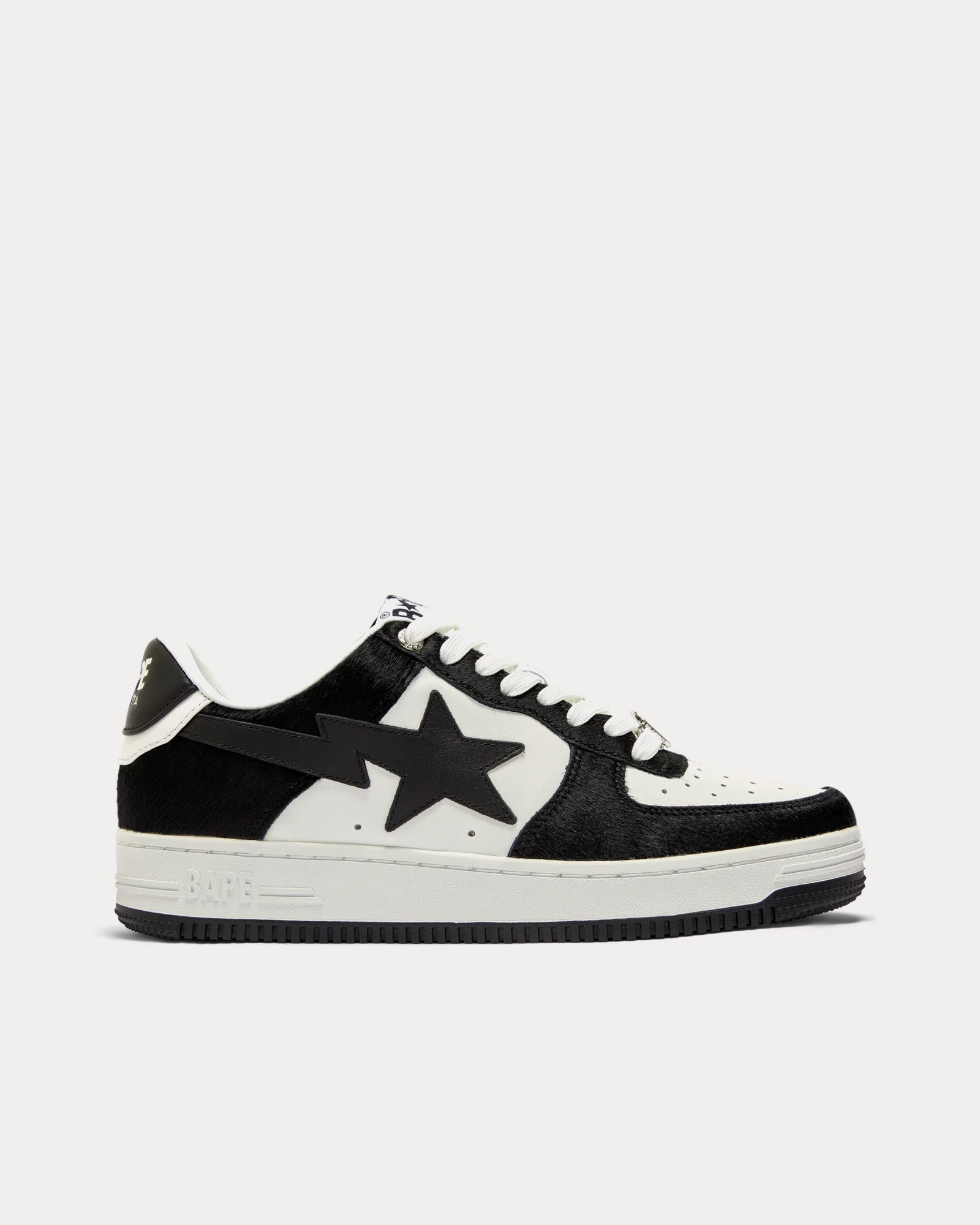 A Bathing APE Bape Sta #1 Ponyhair Black / White Low Top Sneakers - 1