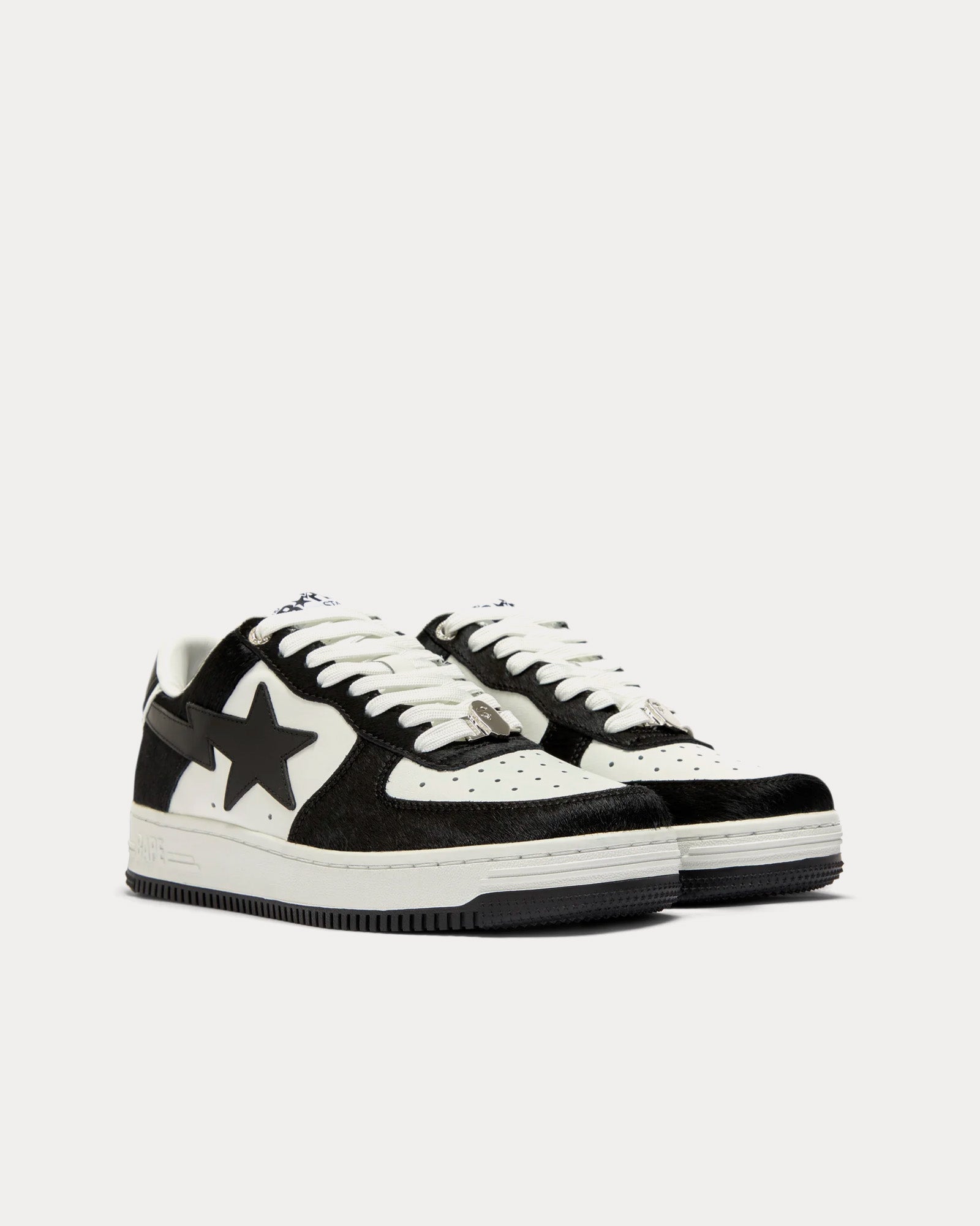 A Bathing APE Bape Sta #1 Ponyhair Black / White Low Top Sneakers - 2