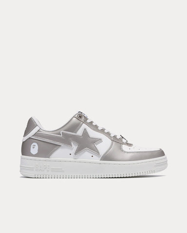 A Bathing APE Bape Sta #4 Silver / White Low Top Sneakers