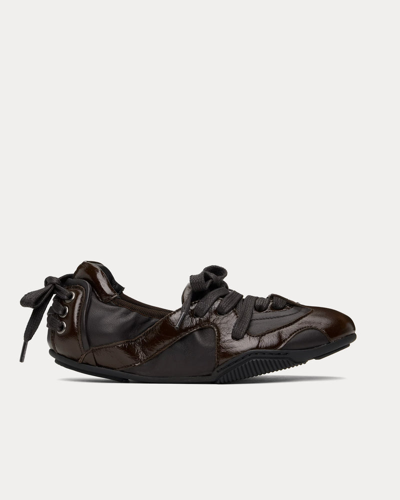 Acne Studios Ballerina Lace-Up Dark Brown Slip On Shoes - 1