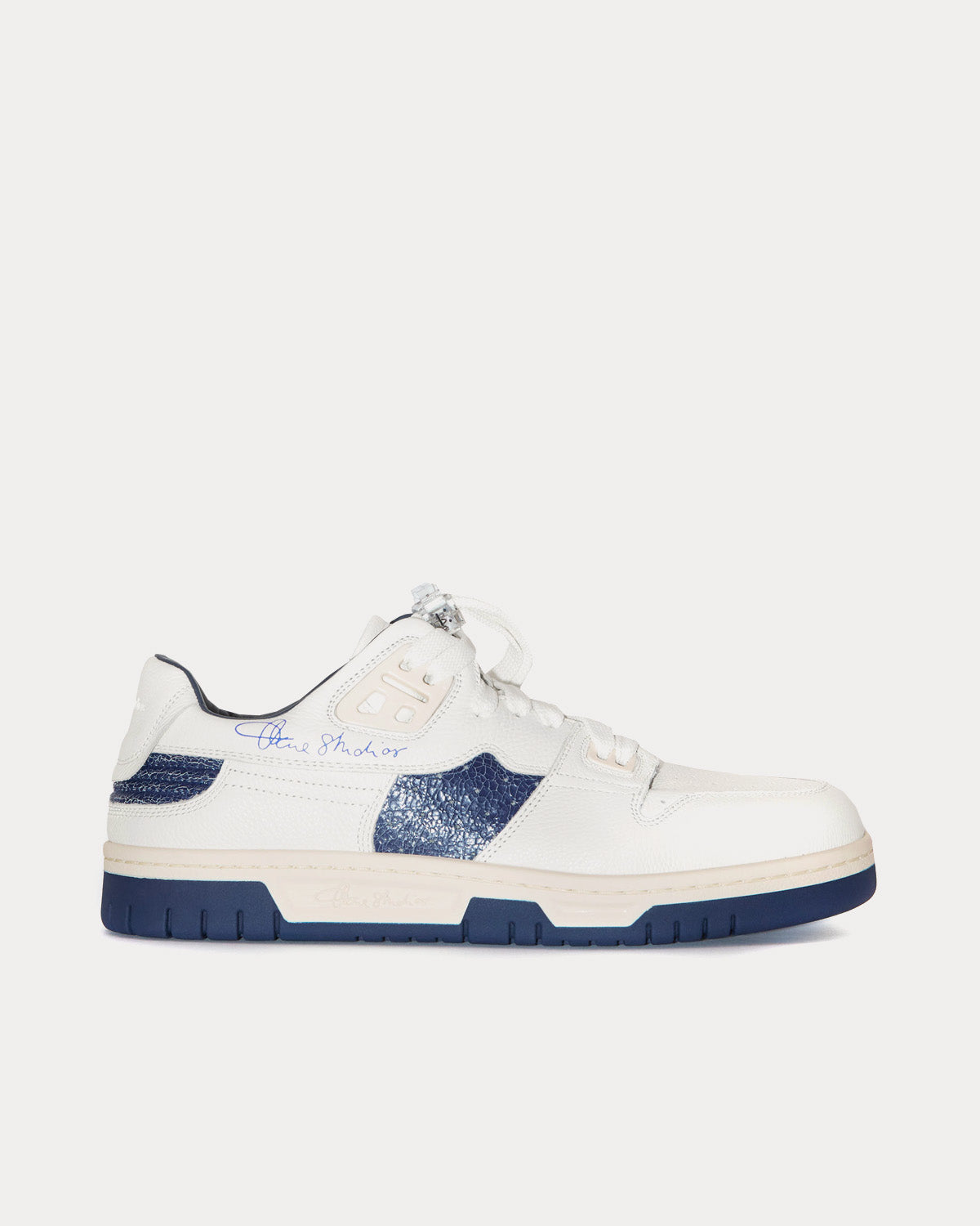 Acne Studios Basketball Leather White / Blue Low Top Sneakers - 1