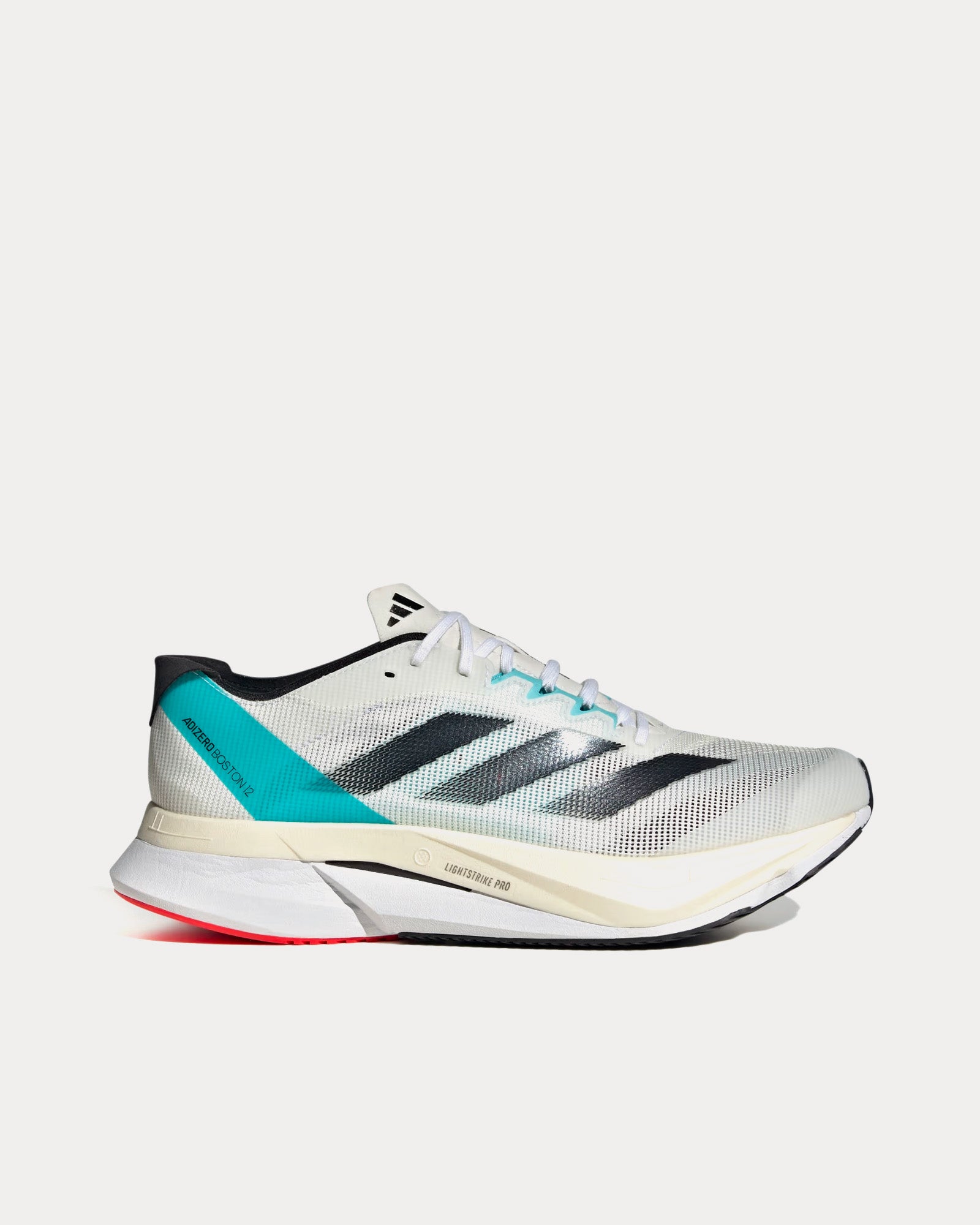 Adidas Boston 12 Cloud White / Core Black / Light Aqua Running Shoes - 1