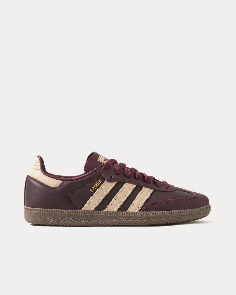 Adidas Samba OG Maroon / Crystal Sand / Gold Metallic Low Top Sneakers - 1