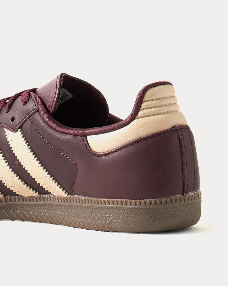 Adidas Samba OG Maroon / Crystal Sand / Gold Metallic Low Top Sneakers - 3