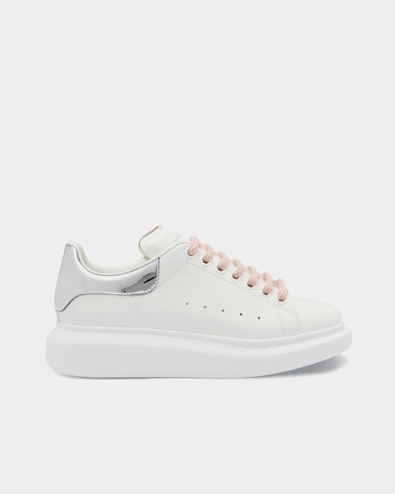 Alexander McQueen Oversized Leather White / Silver Low Top Sneakers - 1