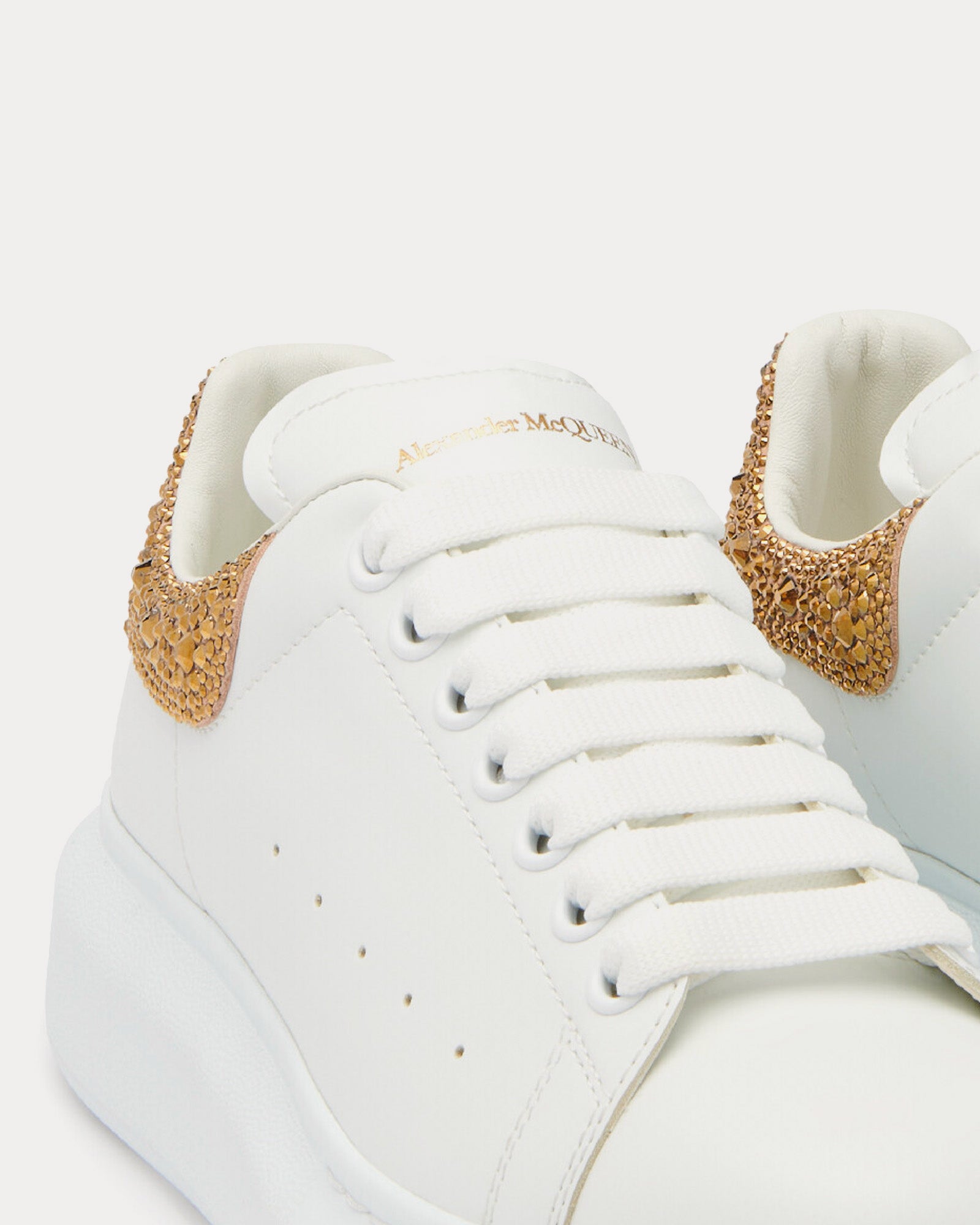 Alexander McQueen Oversized with Crystal Embellished Heel White / Camel Low Top Sneakers - 4