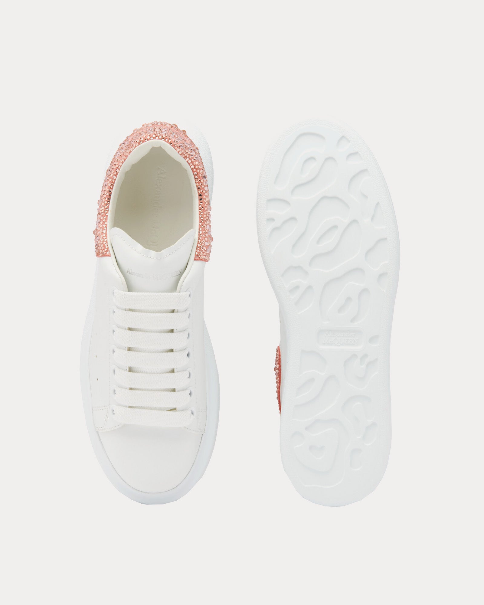 Alexander McQueen Oversized with Crystal Embellished Heel White / Clay Low Top Sneakers - 2