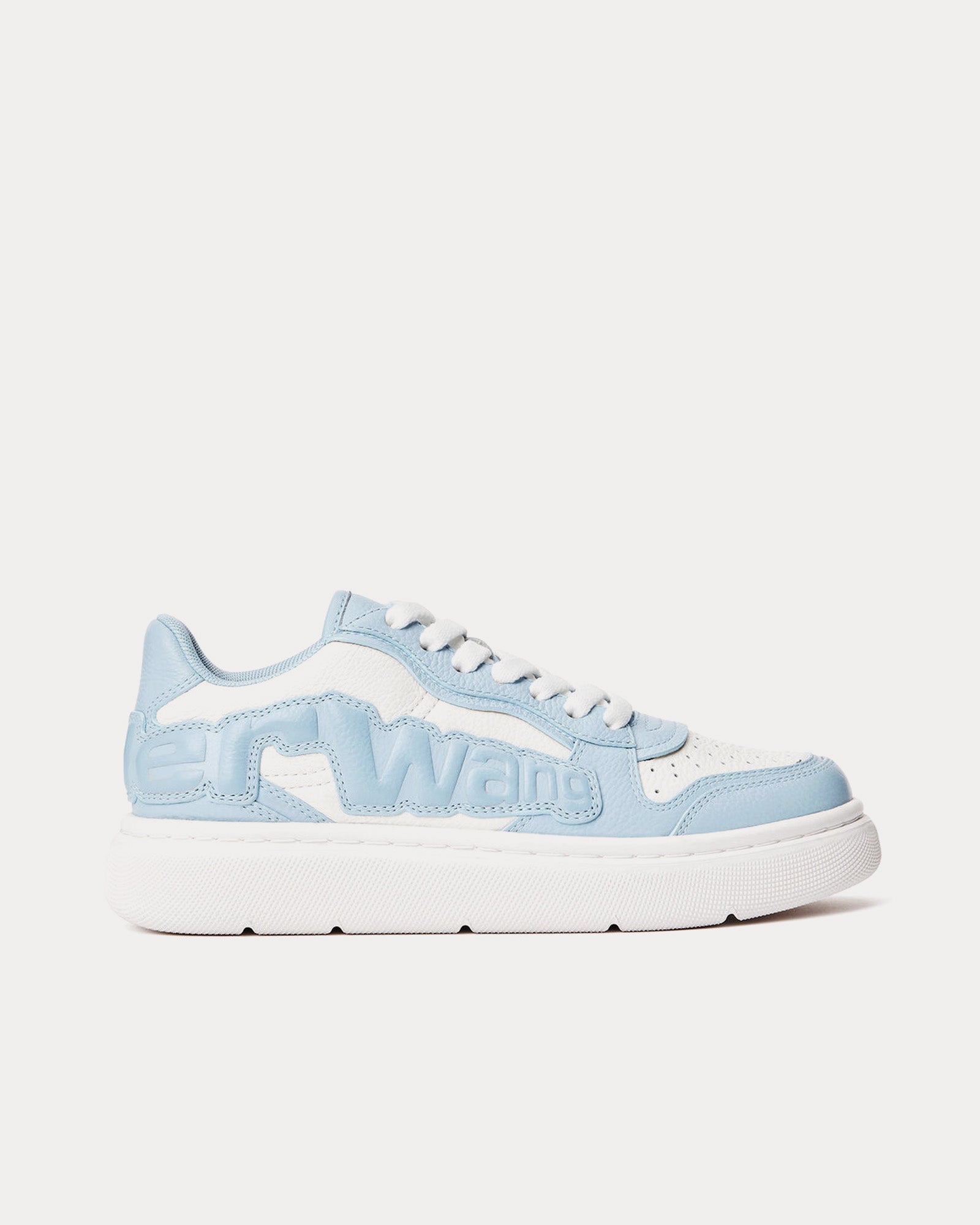 Alexander Wang Puff Pebble Leather with Logo Blue Low Top Sneakers - 1