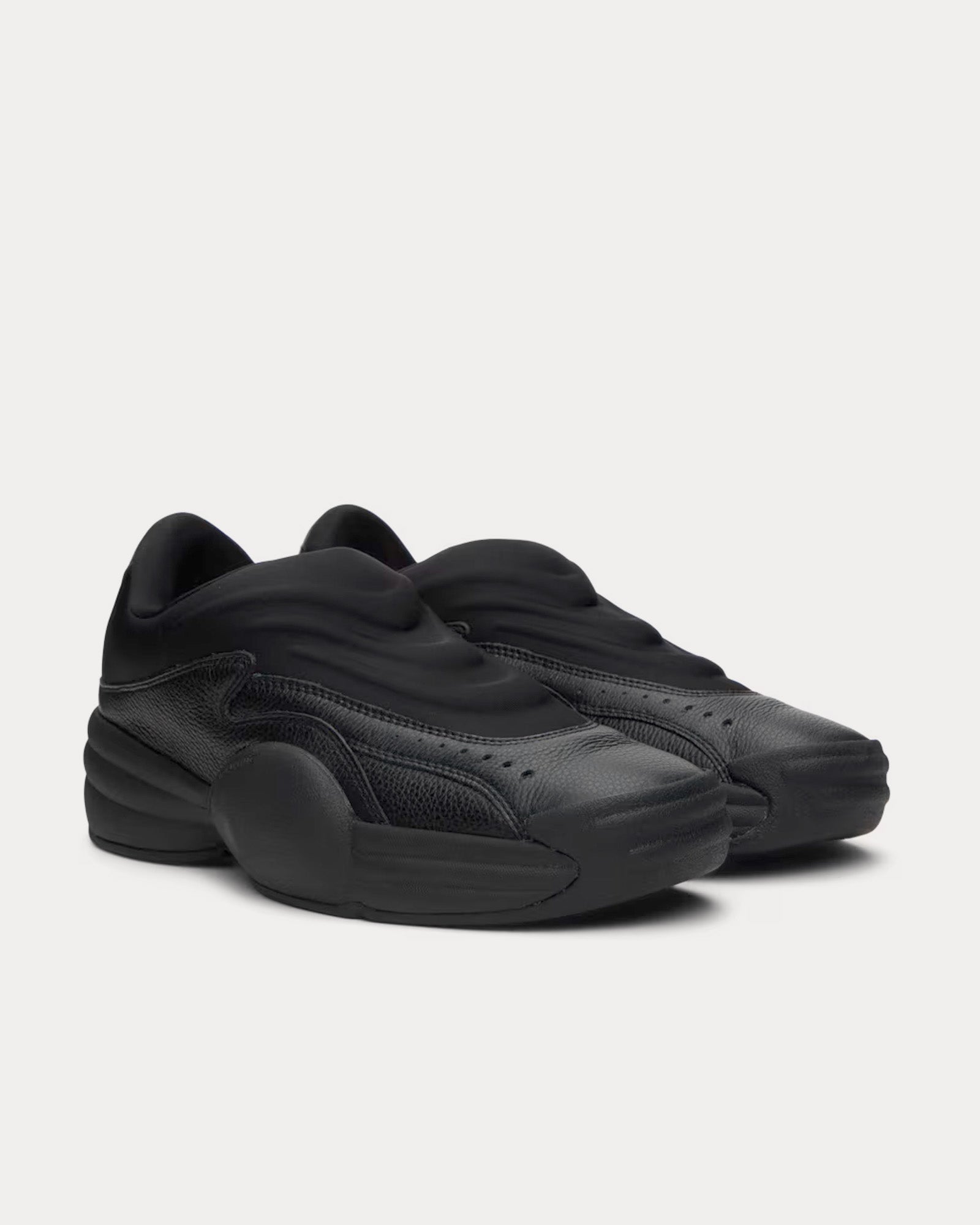 Alexander Wang AW Hoop Pebble Leather Black Slip On Sneakers - 2