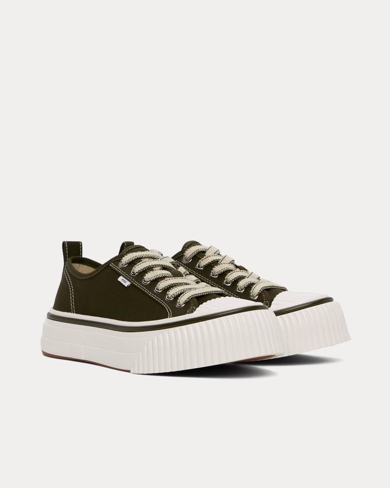 Ami Paris 1980 Canvas Olive Foncé / White Low Top Sneakers - 2