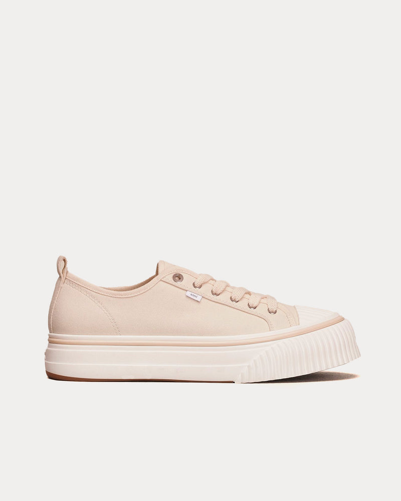 Ami Paris 1980 Canvas Off White / White Low Top Sneakers - 1