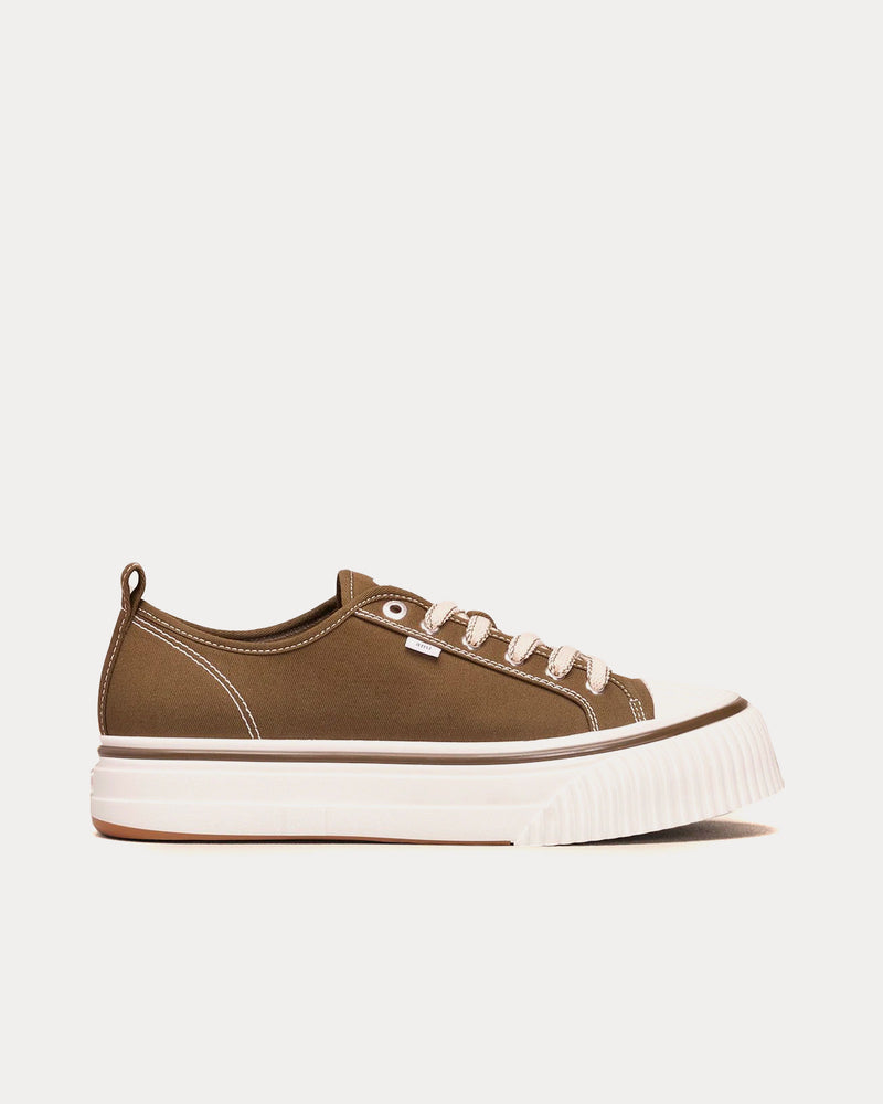 Ami Paris 1980 Canvas Dark Olive Green / White Low Top Sneakers - 1