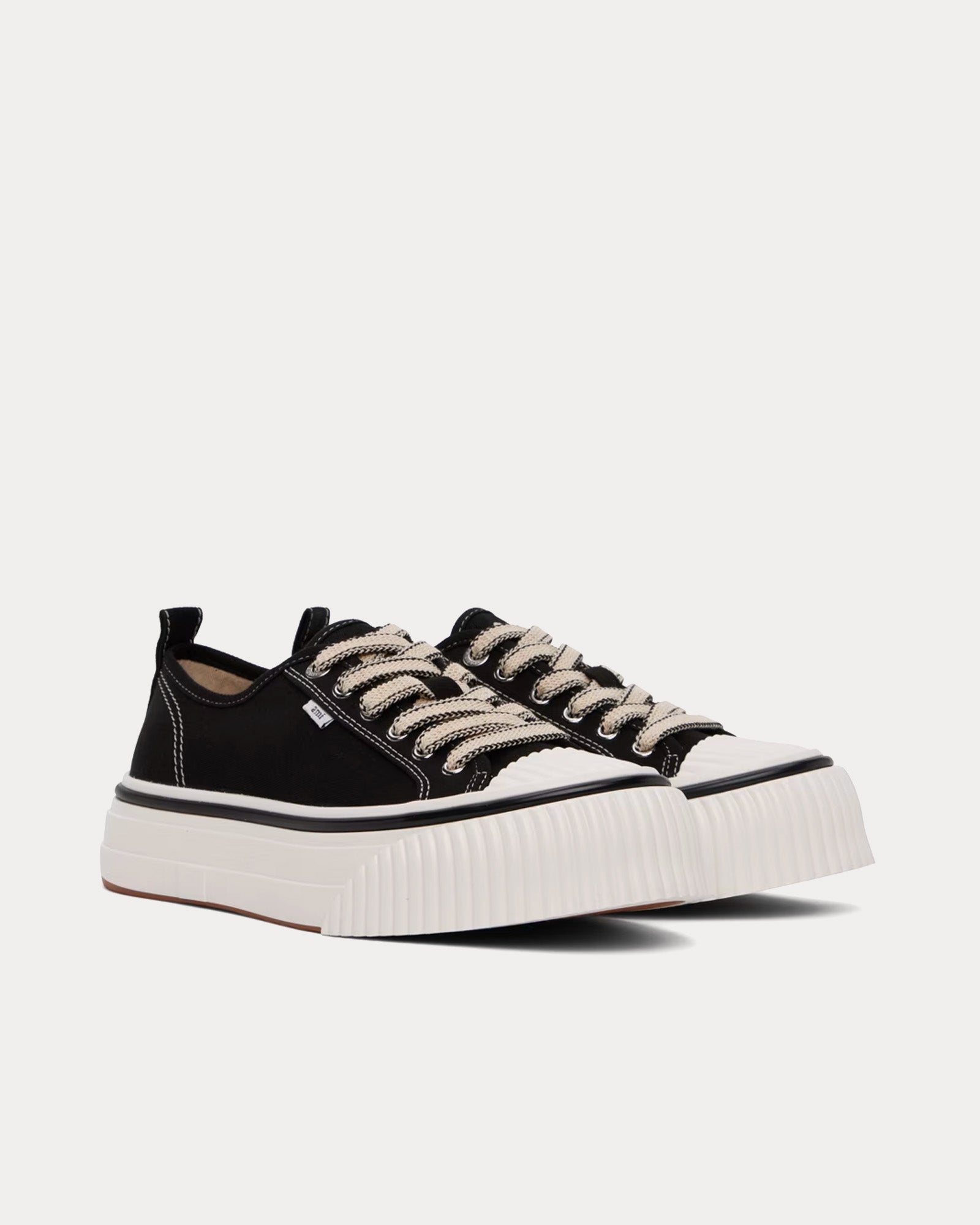 AMI 1980 Canvas Black / White Low Top Sneakers - 2