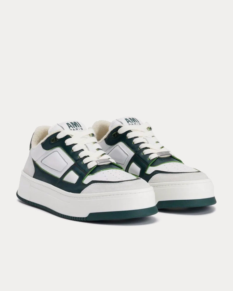 Ami Paris Arcade Leather Bottle Green / White Low Top Sneakers - 2