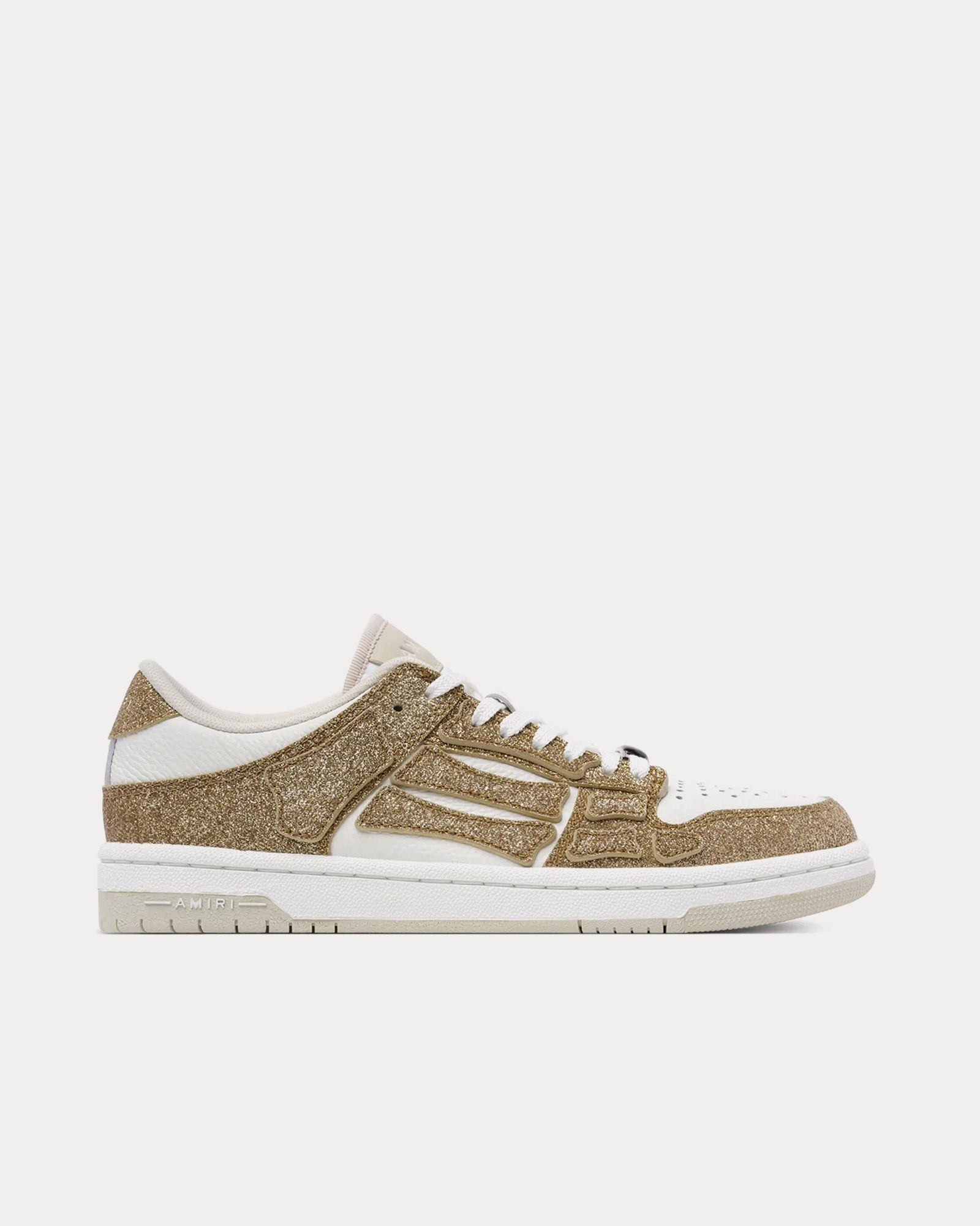 AMIRI Shimmer Skel-Top Gold / White Low Top Sneakers - 1