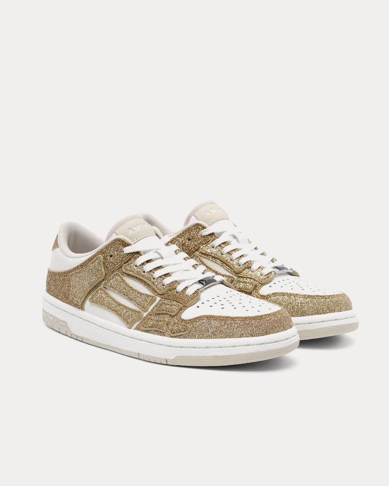 AMIRI Shimmer Skel-Top Gold / White Low Top Sneakers - 2