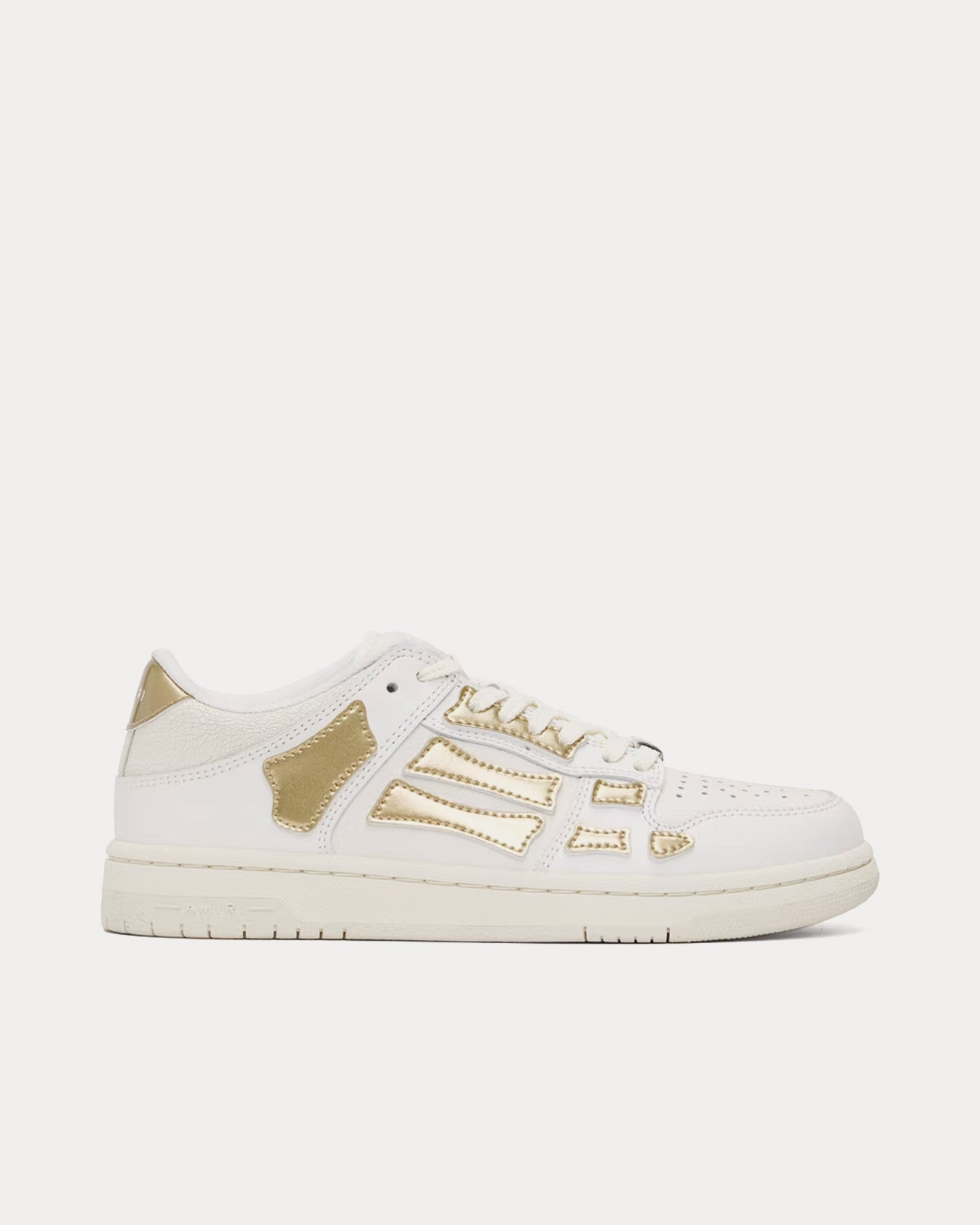 AMIRI Skel-Top Leather White / Metallic Gold Low Top Sneakers - 1