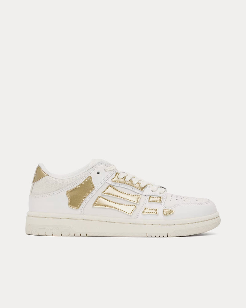 AMIRI Skel-Top Leather White / Metallic Gold Low Top Sneakers - 1