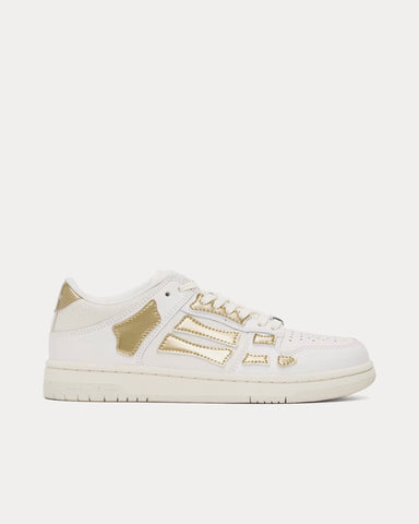 AMIRI Skel-Top Leather White / Metallic Gold Low Top Sneakers