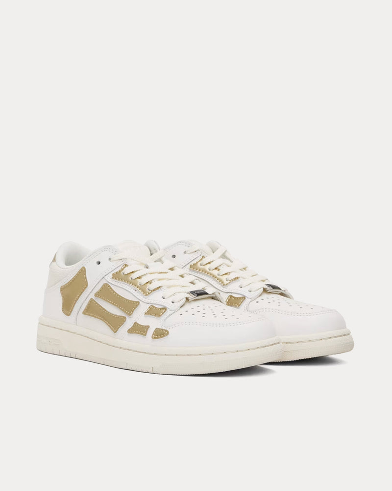 AMIRI Skel-Top Leather White / Metallic Gold Low Top Sneakers - 2