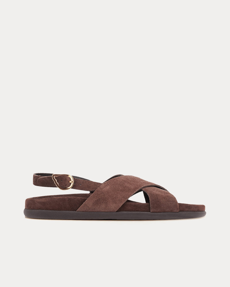 Ancient Greek Sandals Ikesia Suede Dark Brown Sandals - 1