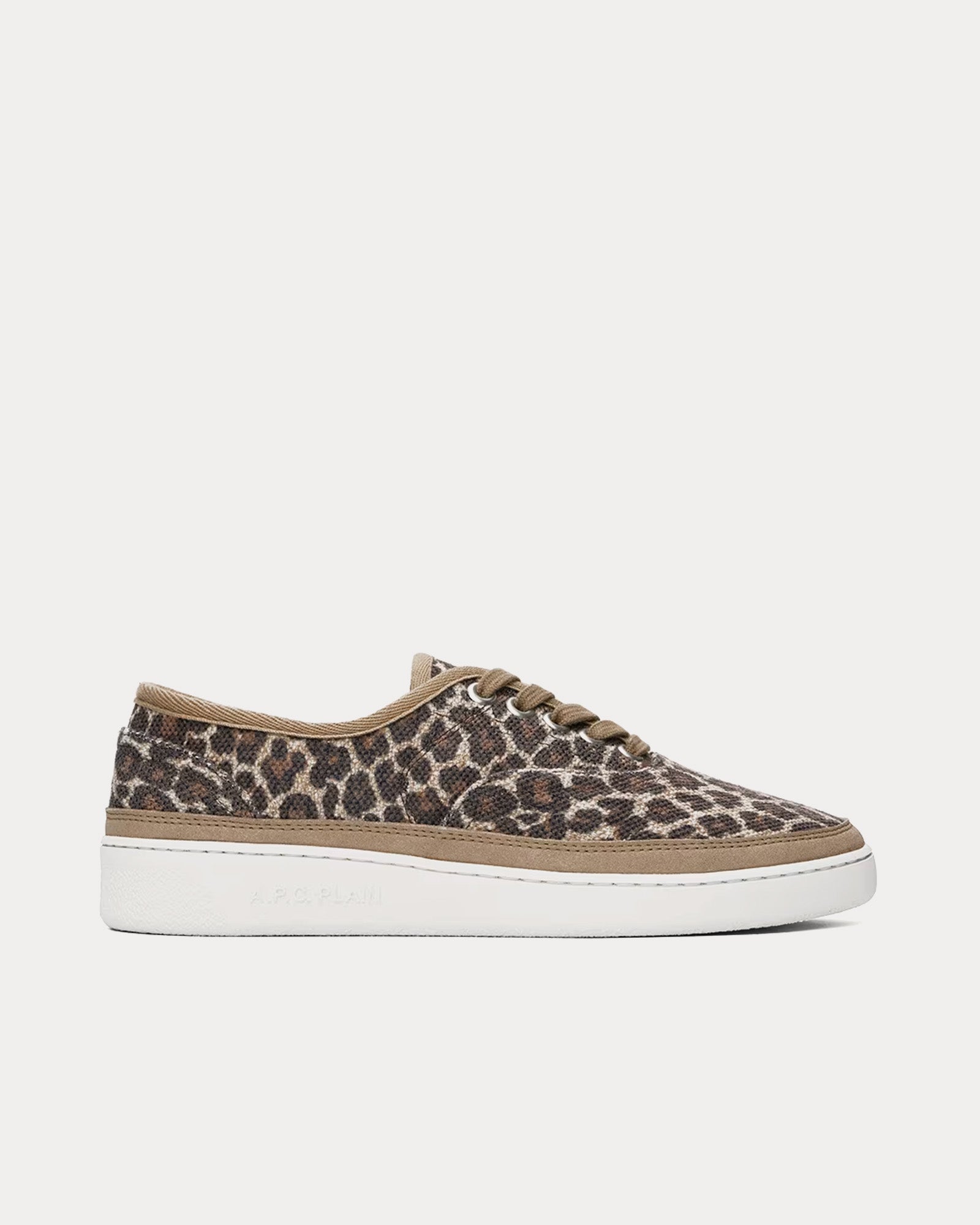 A.P.C. Plain Simple Leopard-Print Beige Low Top Sneakers - 1