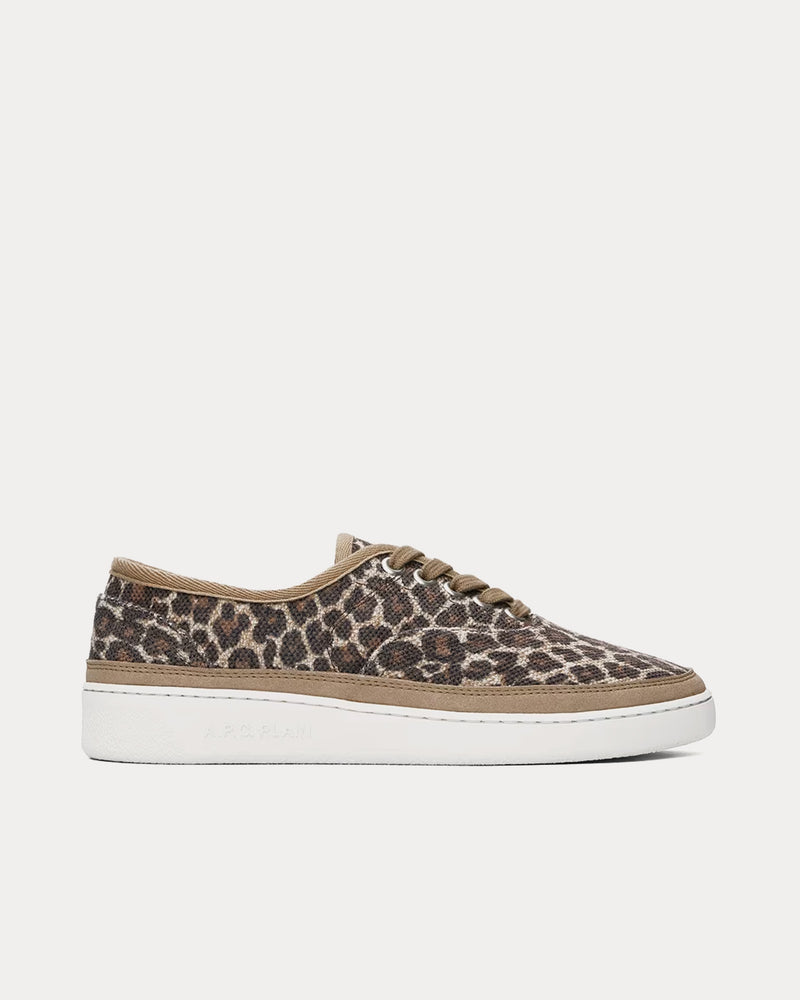 A.P.C. Plain Simple Leopard-Print Beige Low Top Sneakers - 1