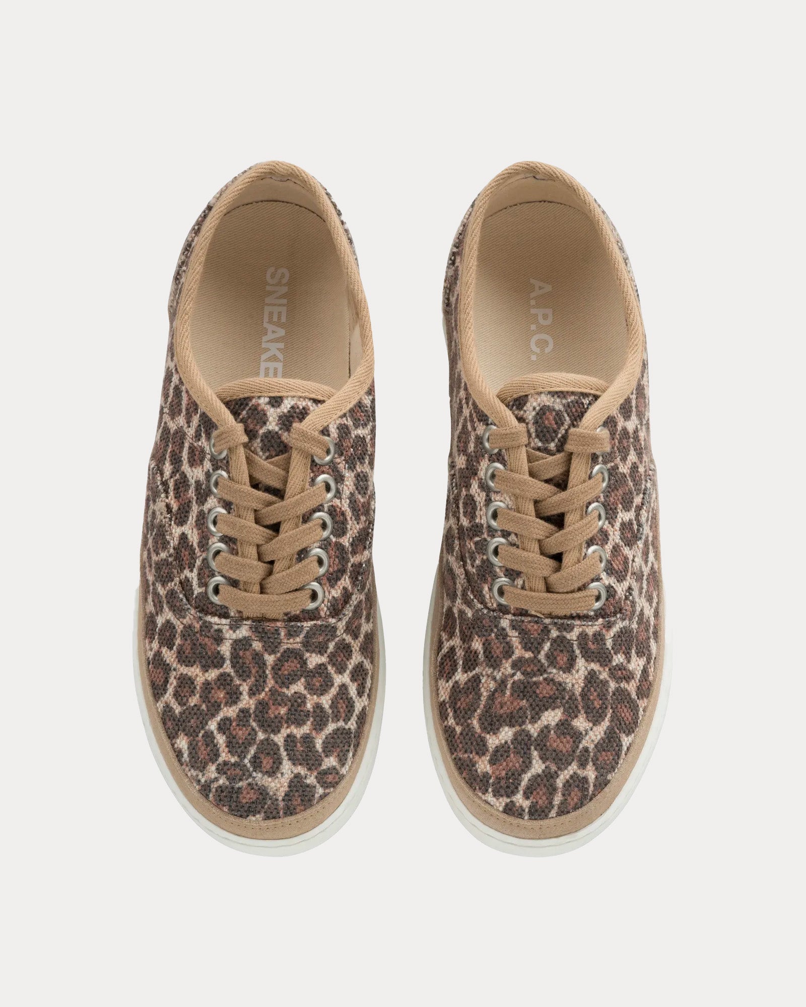 A.P.C. Plain Simple Leopard-Print Beige Low Top Sneakers - 2