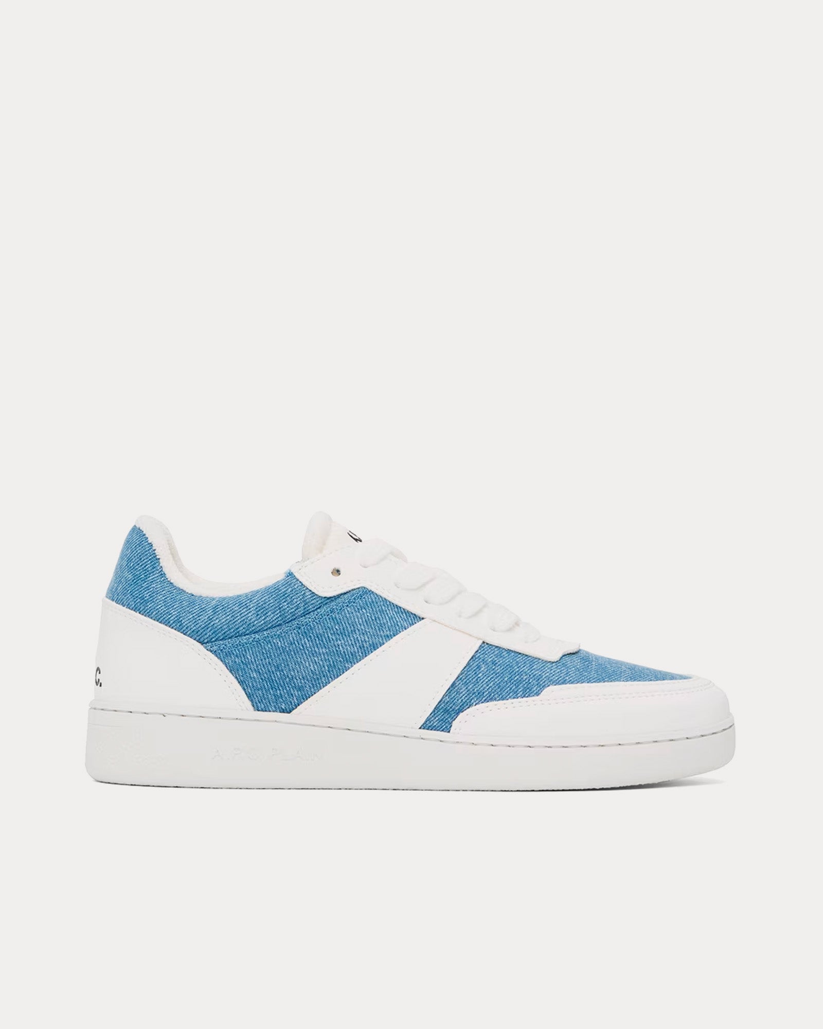 A.P.C. Plain White / Light Blue Low Top Sneakers - 1