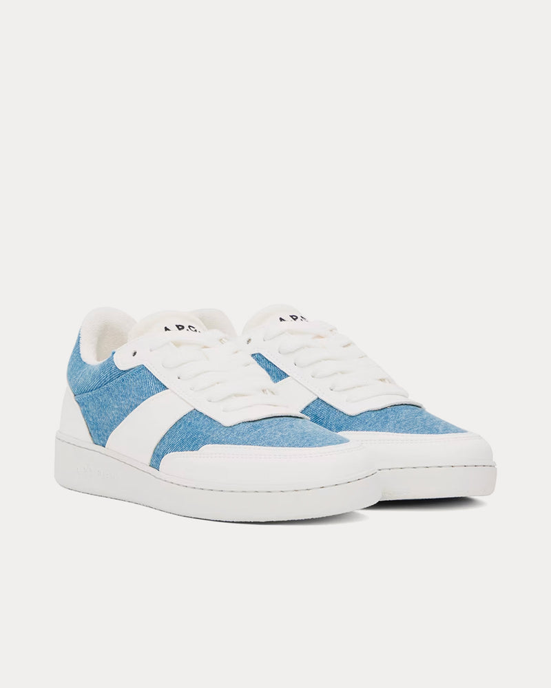 A.P.C. Plain White / Light Blue Low Top Sneakers - 2