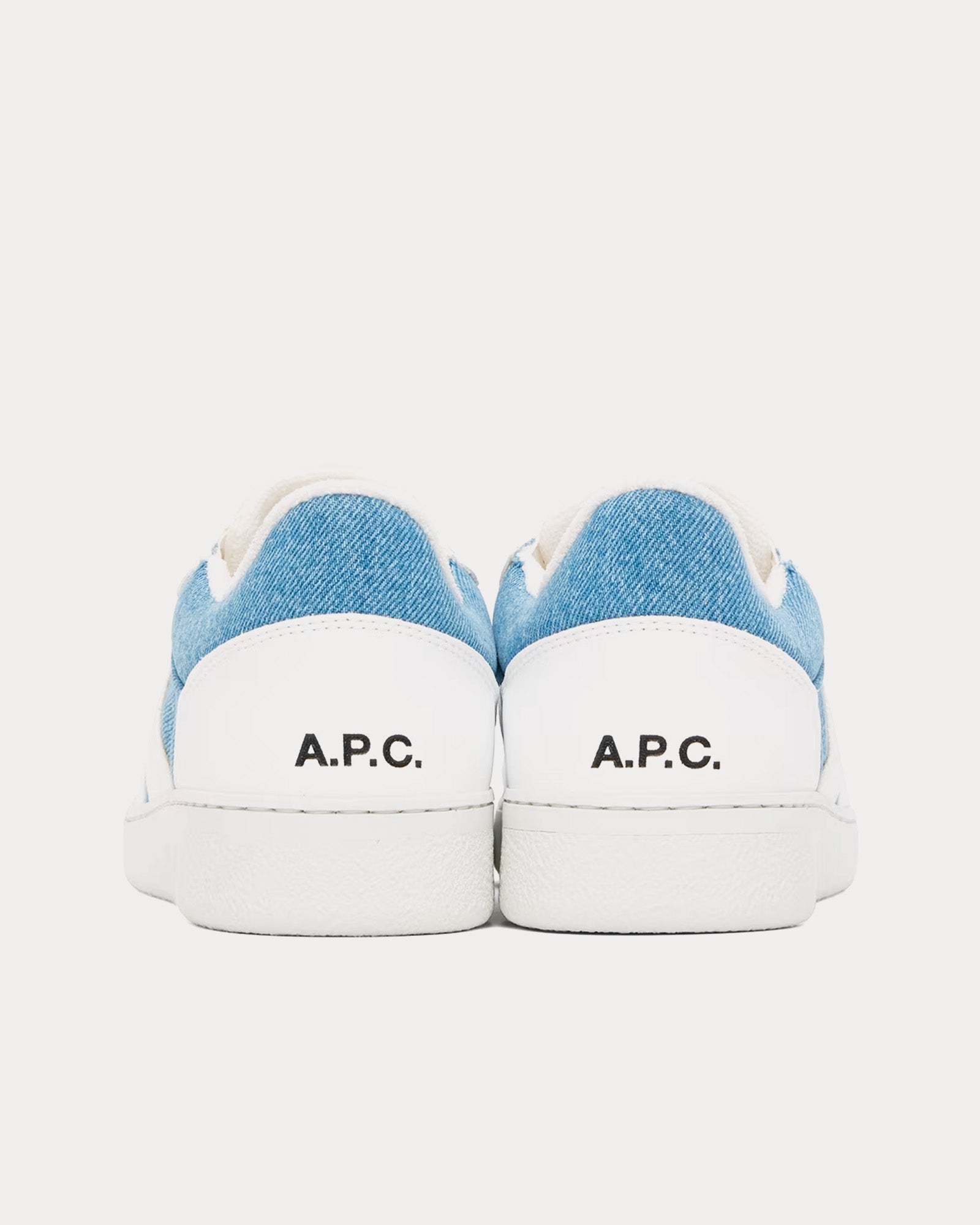 A.P.C. Plain White / Light Blue Low Top Sneakers - 3