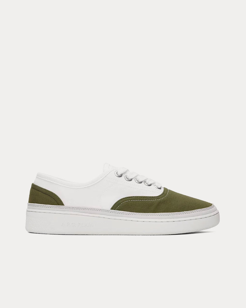 A.P.C. Plain Simple Canvas Khaki / White Low Top Sneakers - 1