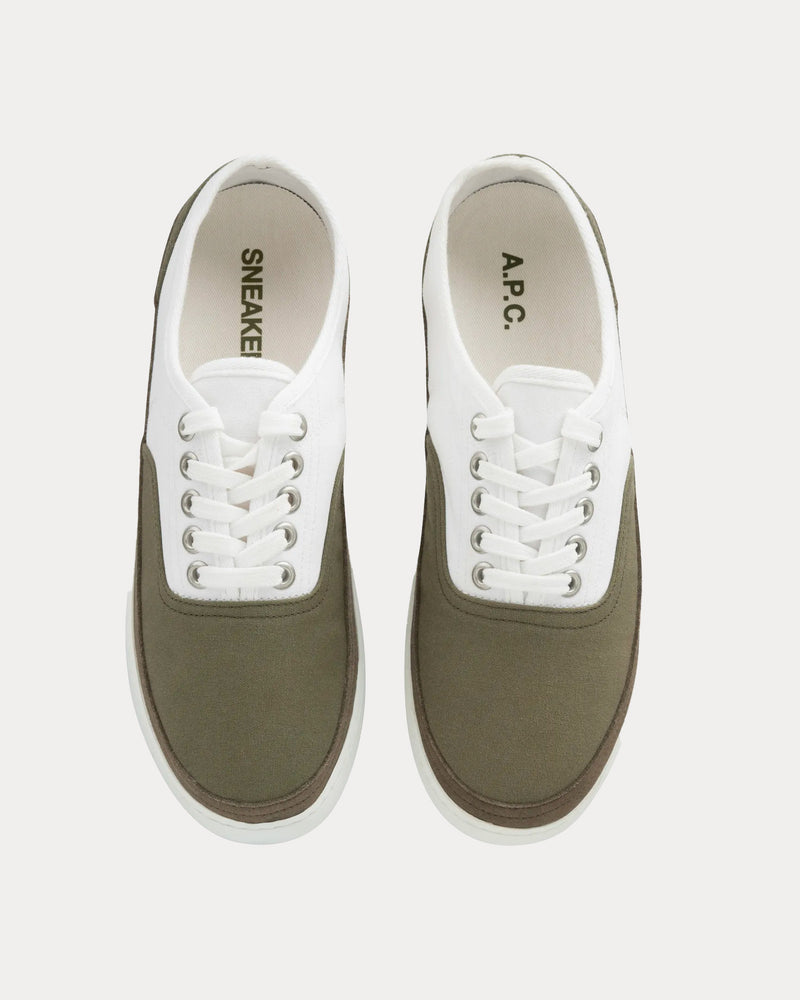 A.P.C. Plain Simple Canvas Khaki / White Low Top Sneakers - 2