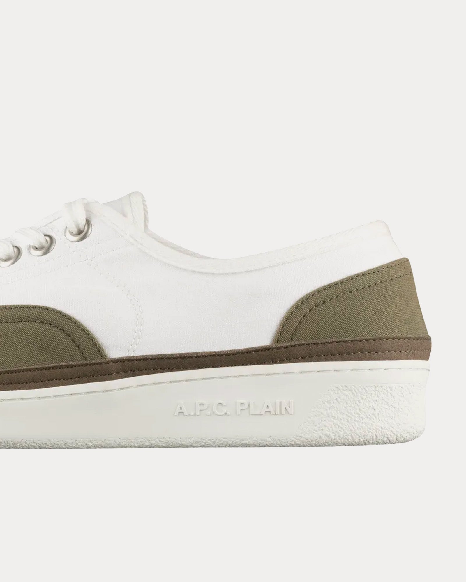 A.P.C. Plain Simple Canvas Khaki / White Low Top Sneakers - 3