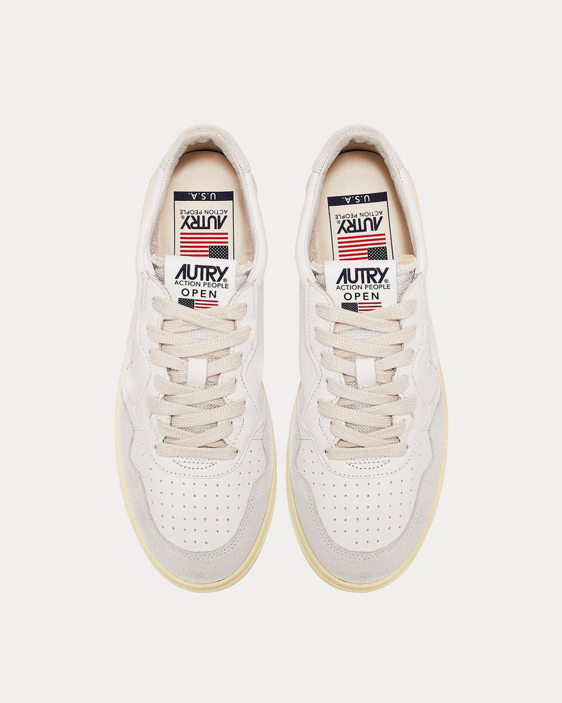 Autry Open Leather & Suede White Low Top Sneakers - 2