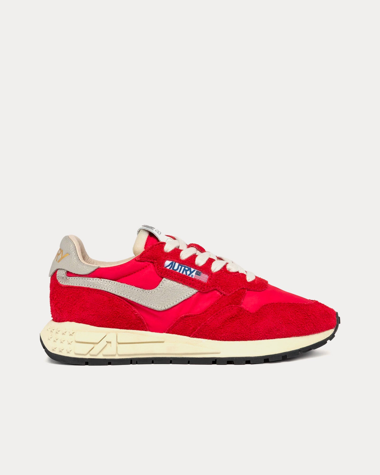 Autry Reelwind Nylon & Suede Red Low Top Sneakers - 1