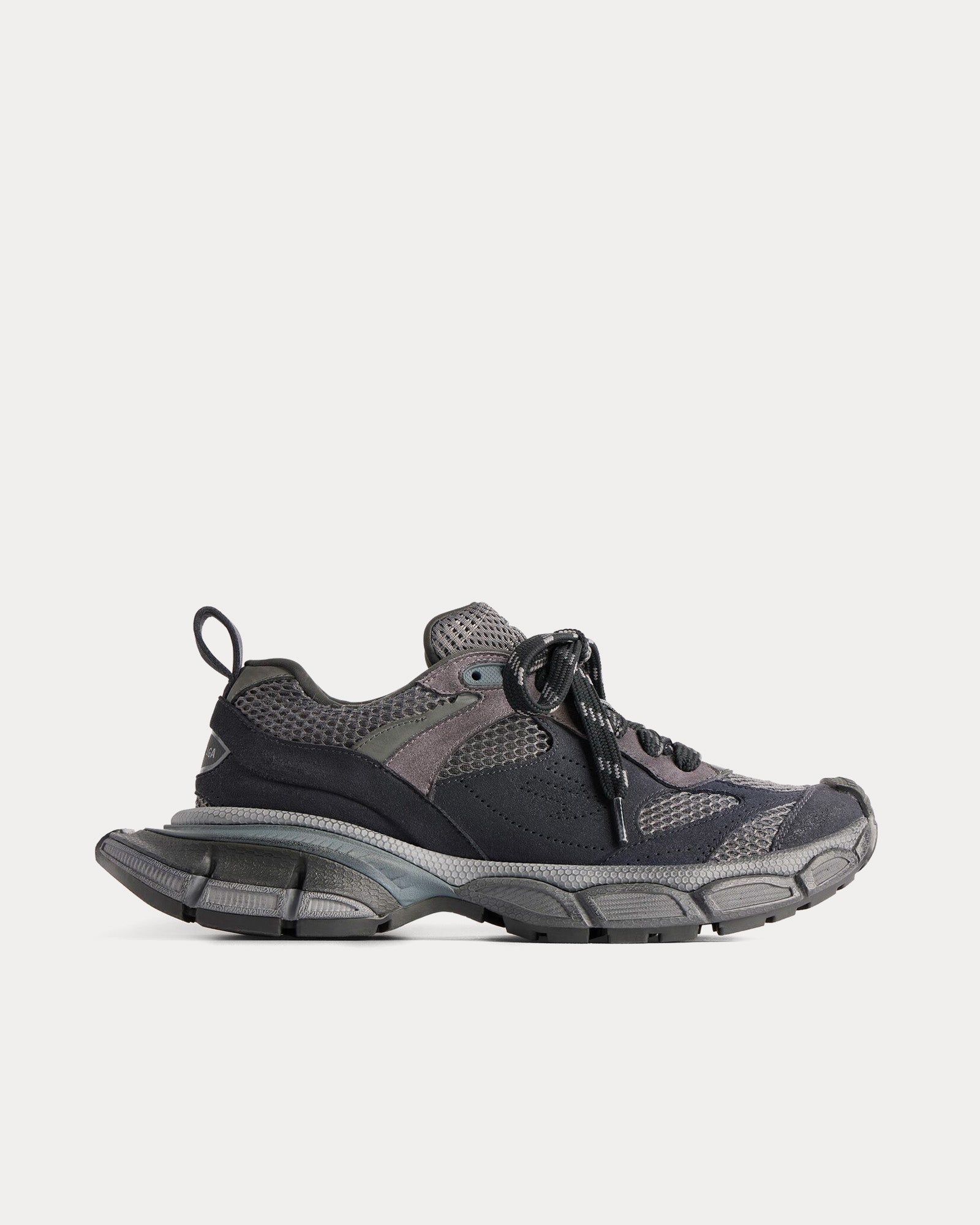 Balenciaga 3XL Mesh & Suede-Like Dark Grey Low Top Sneakers - 1