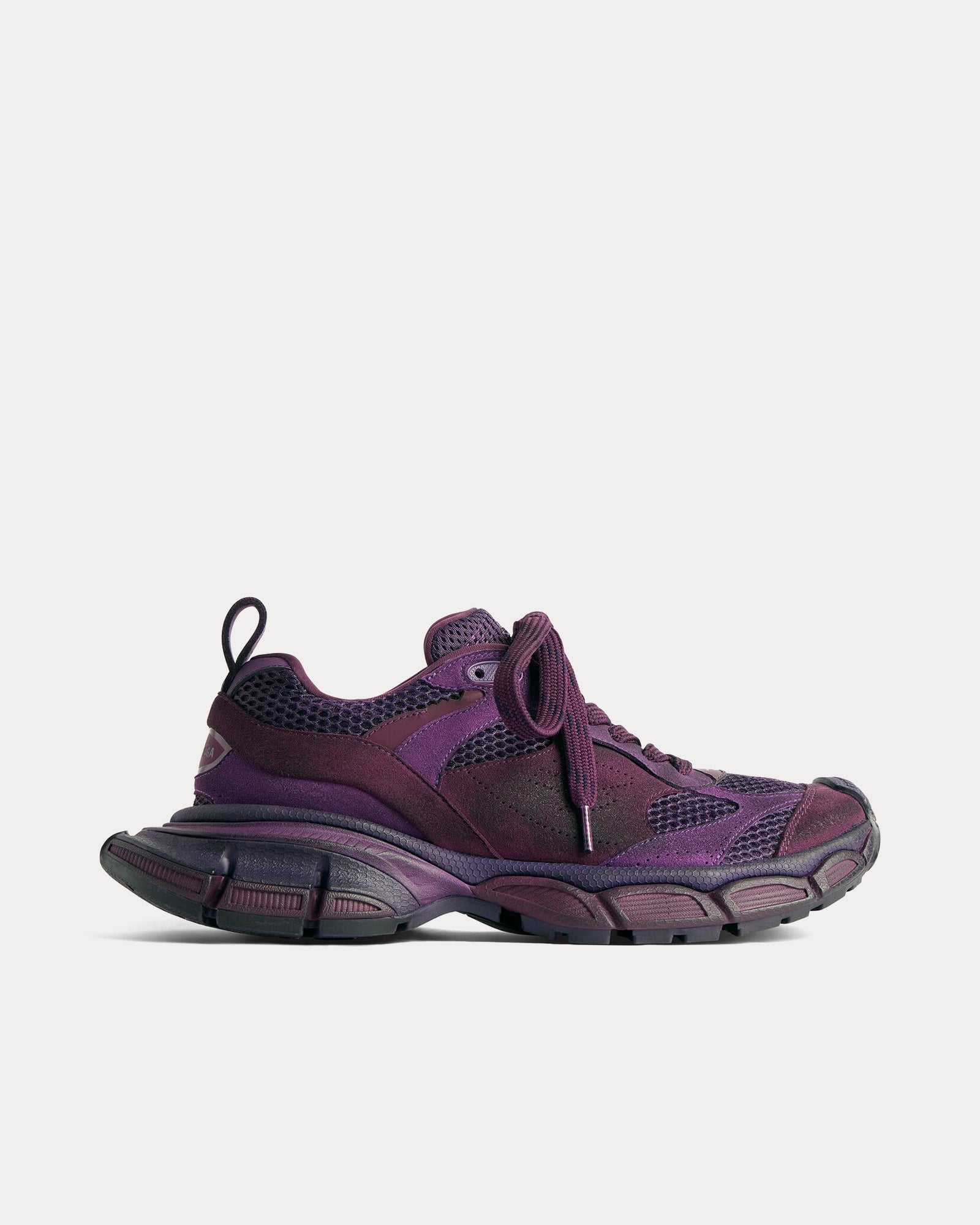 Balenciaga 3XL Mesh & Suede-Like Dark Purple Low Top Sneakers - 1